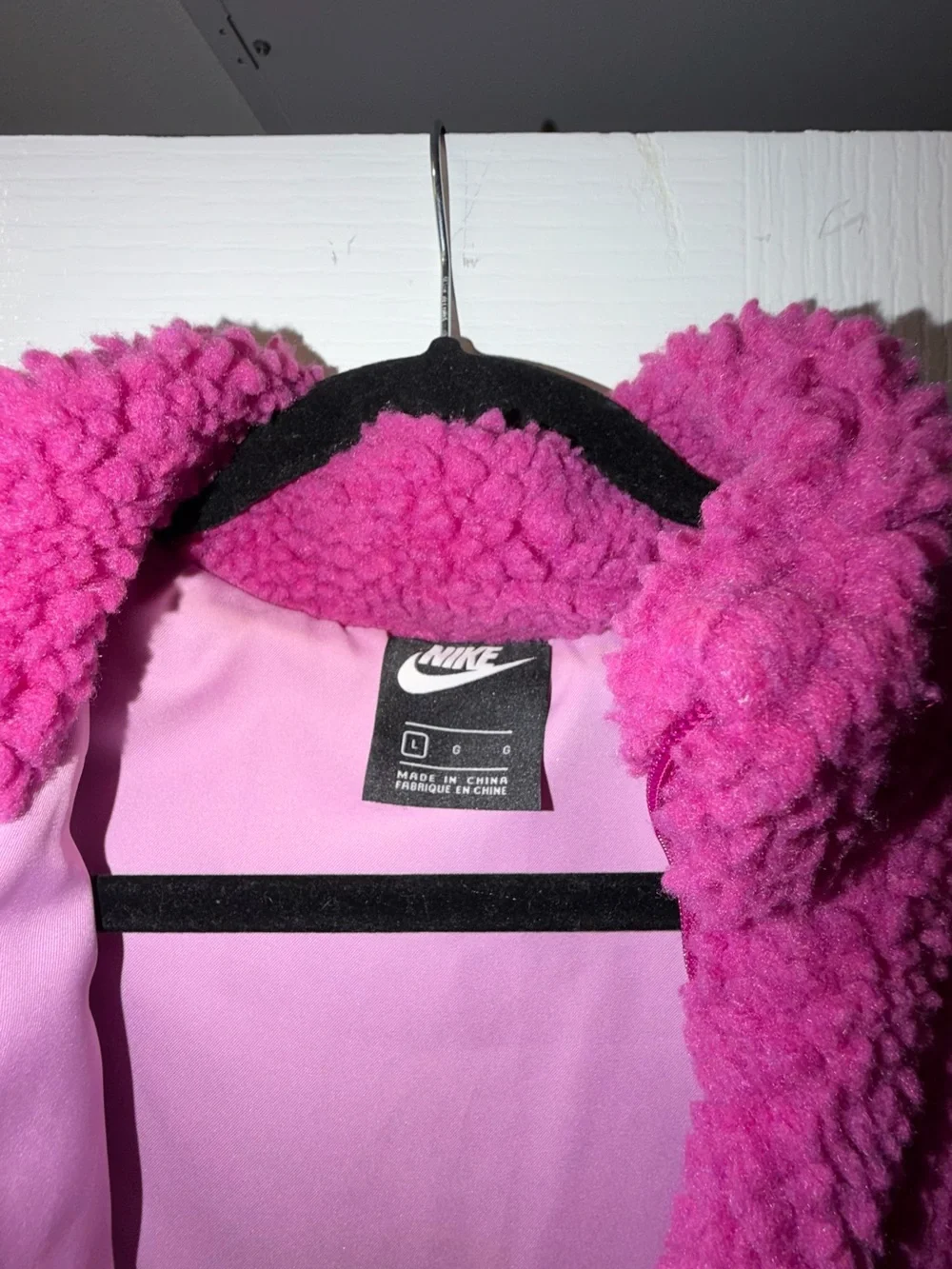 Nike Women's Hot Pink Sherpa Jacket with Swoosh